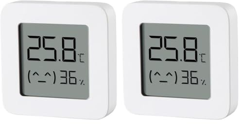 Xiaomi Mi Temperature and Humidity Monitor 2 thermomètre d'intérieur connectée Blanc, écran LCD 1,5, Bluetooth, Batterie Longue durée - Version française (Lot de 2)