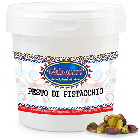 Valsapori - PESTO DI PISTACCHIO (1000 gr) - PISTACCHI 75% | Pistacchio Americano in Barattolo Salva Freschezza - Pistacchio Selezionato, Ricco di Magnesio Potassio e Sali Minerali