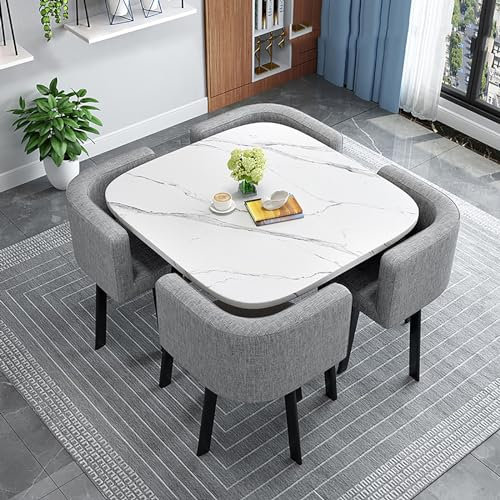Esszimmertisch-Set Für 4 Personen, Rezeption Tisch Und Stuhl Kombination, Esstisch Mit 4 Stühlen, Modernes Küchen-Esstisch-Set, Besprechungstisch Mit Stühlen, Für Esszimmer Und Küche (Color : Light g