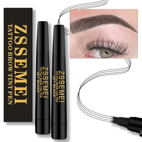 Microblading Vattentät ögonbrynspenna - 24 timmars långvarig, skapar naturligt utseende ögonbryn (Jet Black - 2 st)