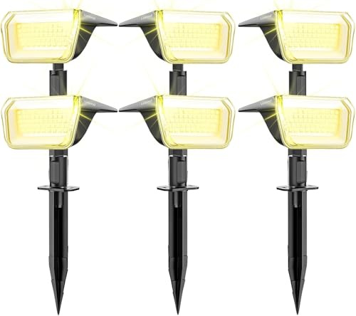 Linkind Solar gångväg spotlights, SP004 skymning till gryning 3 000 K solcell utomhus trädgårdslampor med vinterläge, varmvit IP67 vattentäta vägglampor för trädgård, gård, uppfart, veranda, gångväg