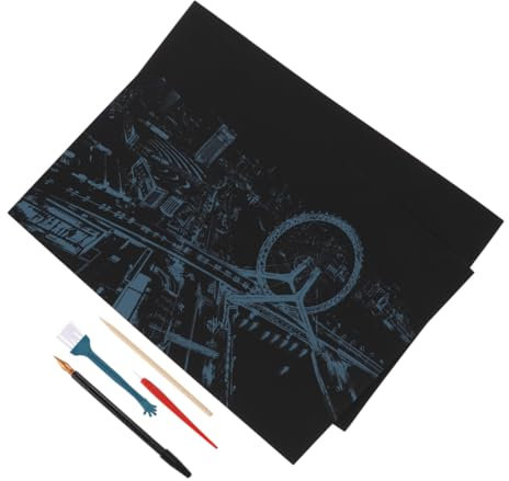 DIYEAH 1 Satz 5st Kratzpapierhandwerk Kratzbild Selber Machen Nachtkratzzeichnung Picturepedia Bilder Nachtansicht Kratzzeichnung Schaber Kratzen