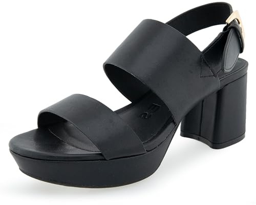 Aerosoles Women's CAMILIA Platform Sandal, Black PU, 7.5M