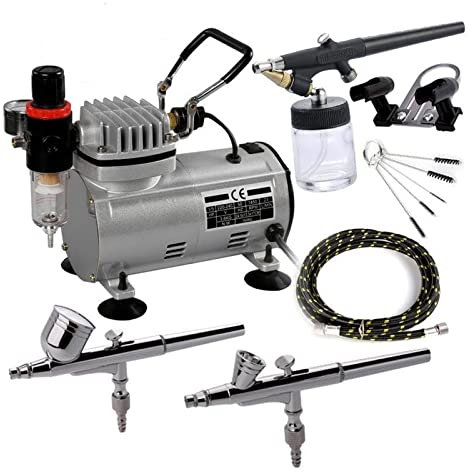 KOHARA AC-18 Set compressore d'Aria Professionale Pistola a spruzzo elettrica Set Spray per Vernice per Hobby Spruzzatore per Nail Art con Tubo dell'Aria Intrecciato