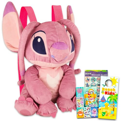 Disney Lilo & Stitch Angel Plüsch-Rucksack-Set, 40,6 cm, Engel-Plüschpuppe mit Tragegurten plus Stichaufklebern und mehr, Lilo & Stitch Geschenke