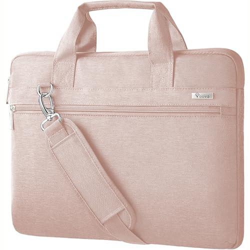 Voova Laptopväska Notebook axelväska 17 17,3 tum laptopväska axelväska bärväska 360° skydd vattentät stötsäker notebookväska 17,3 prinsessa rosa