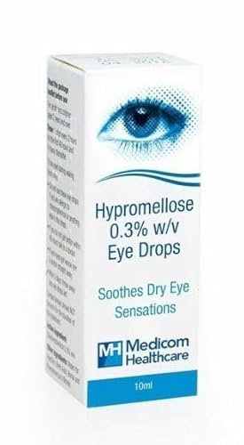 Medi Eye Drops for Dry Eyes, Hypromellose 0.3%, Lubricant Eye Drops, 3 x 10ml (Brand May Vary)