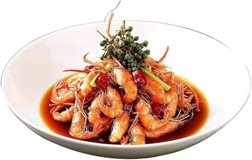 BIBTOO Platos de vajilla Vajilla de cerámica Blanca Creativa China Plato Hondo Redondo for Restaurante Chino Plato for saltear Plato Caliente Plato de Cena Liso(10.5inch)