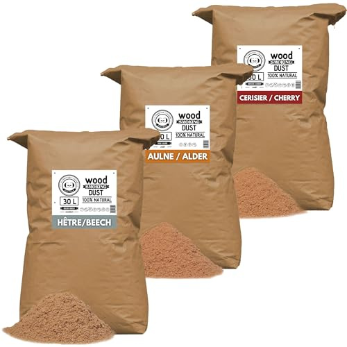 GRILLGOLD Sciure de Bois pour fumoir. Fumer Poisson, Viande, légumes. Sacs Papier 30L hêtre, aulne, Cerisier