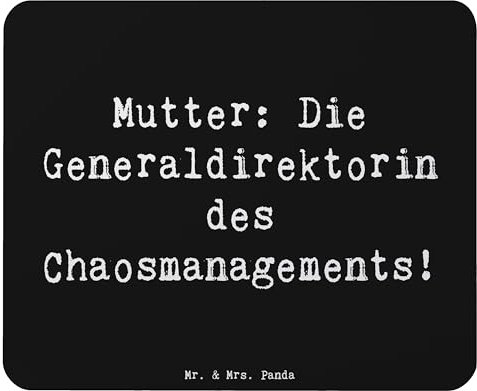 Mr. & Mrs. Panda Mauspad Spruch Mutter Chaosmanagerin - Geschenk, Humor, PC Zubehör, Computer zubehör, Familie, Büroausstattung, persönliche