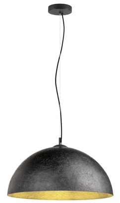 SLV FORCHINI 50 Pendelleuchte, Ø50 cm, E27, schwarz/gold, ohne Leuchtmittel, GFK-Korpus – ideal für Esszimmer, Küche, Gastronomie & Interior Design – warmes Licht durch goldene Reflektorfläche.