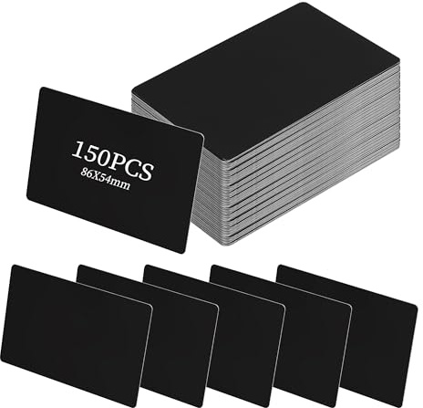 YKUKIZEE 150PCS Black Aluminum Business Card Blank Metal Laser Engraved