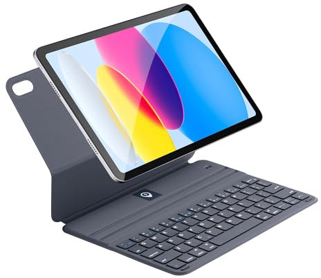 Seagtigau Smart Keyboard Folio for iPad 10th Gen 10.9 inch (2022) & iPad 11th (A16, 2025), Magnetic Keyboard Case with Two Viewing Angles,Front Back Protection (Grey)