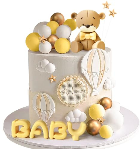 Gelb Baby Dusche Kuchen Dekoration Teddybär Kuchen Topper Geschlecht Enthüllen Kuchen Dekoration Bär Baby Dusche Party Supplies Teddybär Dekoration