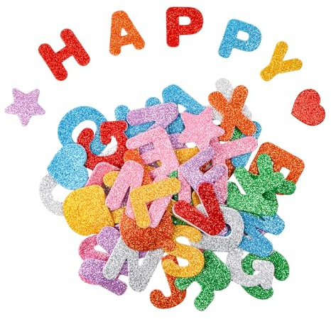 Yooyan Moosgummi Buchstaben Selbstklebend, Glitzer Schaumstoff-Sticker Buchstaben Aufkleber, Alphabet Stern Herz Einschulung Deko, Geeignet für Kinder Diy Klassenzimmer, Kinder Aufnahmeparty