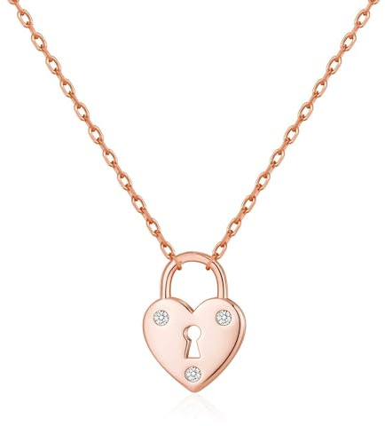 Philip Jones Rose Gold Plated Heart Padlock Necklace Created with Zircondia® Crystals