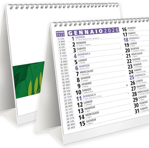 Calendrier de table 2026 avec fêtes hebdomadaires lunes et saints avec grands nombres – certifié FSC® Mix Credit – Calendrier 2026 de bureau pour bureau à domicile scolaire (couleur lavande)