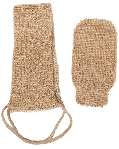 MUCKLILY 2 Stück Sisal Peeling Rückenwaschlappen mit Schwamm Weicher und Komfortabler Badehandschuh Geeignet für Dusche und Spa Badezubehör für Männer und Frauen
