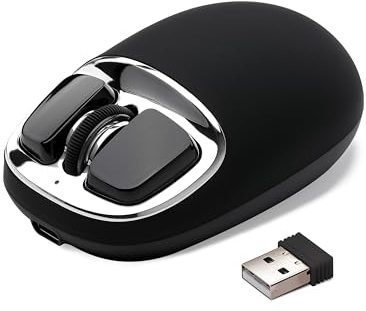 YUNZII C1 trådlös mus i silikon, 4800 DPI optisk spårning, 6 justeringsnivåer, Tri-Mode 2,4 G/USB-C/Bluetooth-mus, anpassa möss för bärbar dator, dator, iPad, MacBook (svart silver)