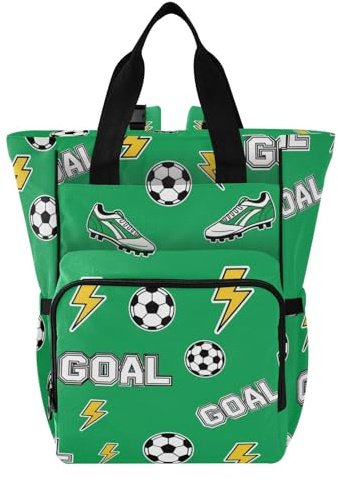 SPRIPORT Soccer Shoes Lighting Green Pattern Diaper Bag Backpack for Baby Boys Girls Multifunction Travel Tote with Stroller Straps & Bottle Storage Baby Diaper Bag for Moms Dads Shopping Hiking