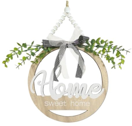 LaresDay Türschild aus Holz, Willkommensschild für Haustür mit rustikalem Design, Home Sweet Home Deko zum Aufhängen für Innen und Außen, Boho Türdeko, 1-teilig