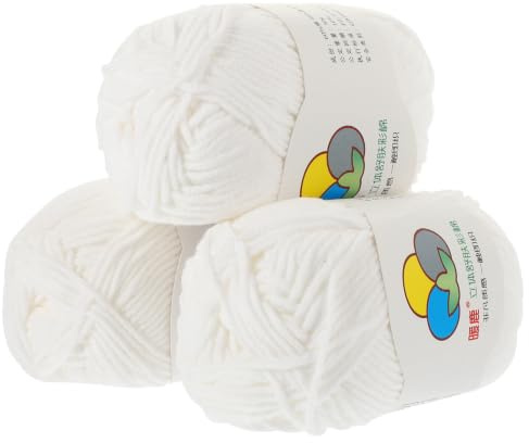 3 Rolls Crochet Yarn Bundle White Cotton 50g Rolls for DIY