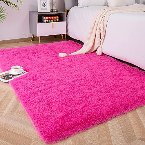 Foxmas Tapis Doux et Moelleux à Poils Longs pour Chambre à Coucher, Chambre d'enfant, Chambre d'enfant, Tapis en Fourrure pour garçons et Filles, dortoir, Salon, décoration d'intérieur, 0,9 x 1,5 m,