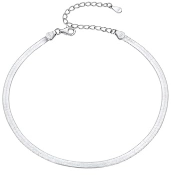 Silvora Chaine de Cheville Argent 925 Choker Bracelet Pied Serpent 3 mm Femme Chaine Pied Bracelet Maille de Cheville Fille 22cm