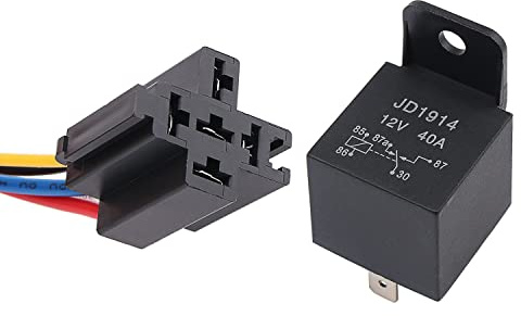JIQI 12V 40A 5 Polig Auto Kfz Relais mit Steckdose, SPDT NO NC 5-Pin Fahrzeug Motor Car Umschalt Relais, Car Relay Relaisschalter mit Modell Nr:JD1914