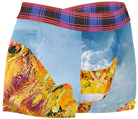 Herren-Boxershorts, Motiv: goldene Kuh auf blauem Stretch, Hipster, Polyester, schnelltrocknend, mehrfarbig, XXL