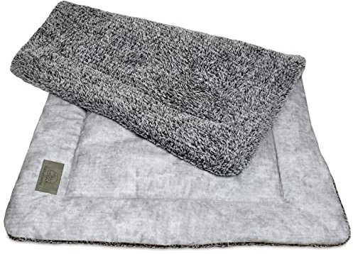 KaraLuna Hundematte 80 x 55 cm für daheim & unterwegs I Waschbar I 3 Größen erhältlich I Hundedecke Hundekissen gepolsterte Hundedecke flauschig (Grau)