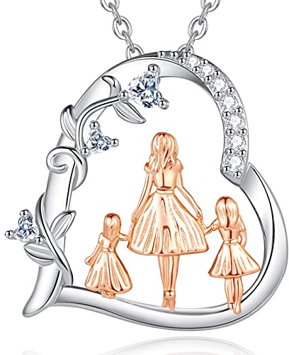 EUDORA Harmony Ball Mutter Tochter Kette für Damen 925 Sterling Silber, Mama Kind Oma Anhänger Halskette Mütterliche Liebe Schmuck, Muttertag Geschenk für Frauen Mutter Tochter Ehefrau Oma, 45cm