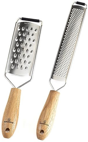 Hanseküche Juego de rallador de Cocina Zester de Acero Inoxidable 304 - Rallador de Queso, rallador de limón y rallador de Especias diseño Noble, rallador de parmesano, zester
