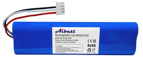 Aibatt 14.8V 3200mAh Li-Ion Batería, Batería de repuesto para Ecovacs Deebot N8, Deebot N8+, Deebot N8 Pro, Deebot Ozmo 900, Ozmo 920, Ozmo 930 Aspiradoras, Deebot N5 Limpiador Doméstico Robot.