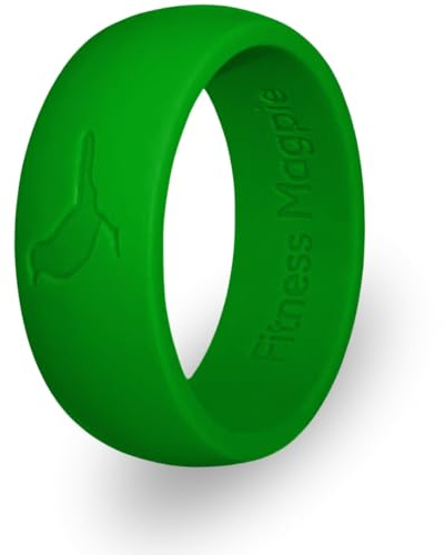 Comfortable Mens Silicone Ring, Modern Wedding Rings for Men, Hypoallergenic, Breathable, Non-Toxic, Flexible and Safe for Your Fingers, Outdoor Activities, Sports and Extreme Adventures. Green. (10)