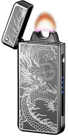 GADATOP Briquet électrique Briquet Tempête Rechargeable Briquet Dragon Briquet à Flamme Plasma à Arc Briquet Personnalisé Briquet à Bougie Coupe-Vent pour Le Camping en Plein Air (Le Dragon Noir)