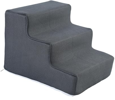 Gralara Scale per cani Rampa Scaletta per cani Gradini per animali domestici Copertura lavabile in lavatrice Gradini per cani Comodo antiscivolo Versatile, S 3 gradini grigio scuro