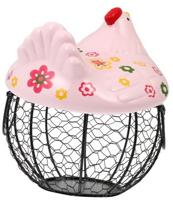 IMIKEYA Kreativer Obstkorb Mit Hühnerdeckel Eisenkorb Für Eier Obst Und Gemüse Für Küchentheke Dekorativ Und Funktional Ca Eier Kapazität Farbenfrohes Design