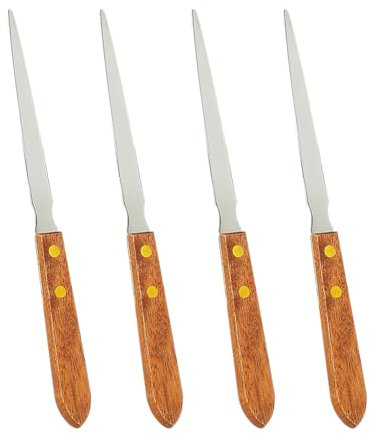 FSSTUD 4 Stück Edelstahl Briefmesser Öffner Metall Umschlag Slitter Öffner Brieföffner Messer Brieföffner Klinge Box Öffner Cutter mit Holzgriff für Büro Zuhause Supplies