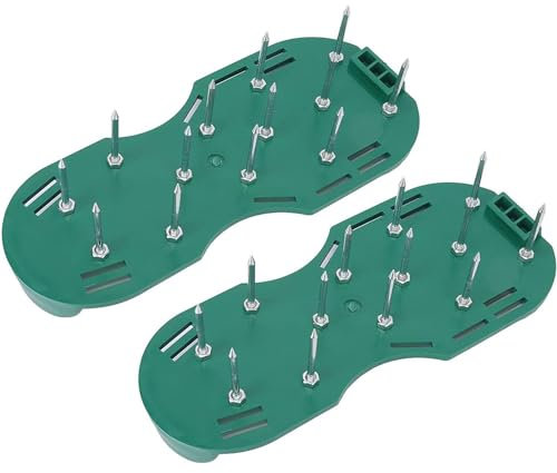 Lawn Aerator Shoes, Reusable Garden Equipment Universal Fit, Lawn Aerator Shoes For Grasswith Stainless Steel Shovel, Aerator Sandals - Manual Outdoor Working Accessories For Garden Or Lawn (Green)