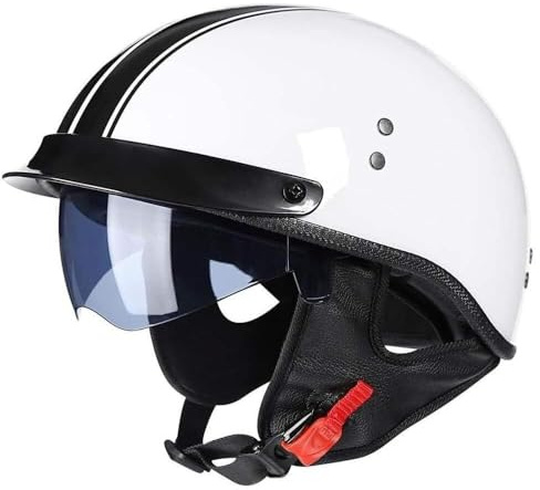 Casques Bols Homologué ECE Casque Moto Vintage Casques Jet avec Visière Casque Mobylette Rétro Demi Casque Moto Vélo Scooter Chopper pour Adultes Homme Et Femme(3,L(59-60cm))