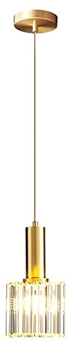 XIRYTU-H Suspension Dorée en Cristal K9 Moderne, Lampe Suspendue en Verre Brillant, Hauteur Réglable E27, Plafonnier Élégant pour Salle à Manger, Cuisine, Chambre et Bar(1-Lumière)