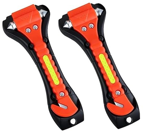 Flaconi 2PCS Brise Vitre Coupe Ceinture,Coupe Ceinture Brise Vitre,Brise Vitre Voiture,Coupe Ceinture,Casse Vitre Voiture et Coupe Ceinture,Marteau de sûreté de Voiture,Outils D’Évacuation pour Auto