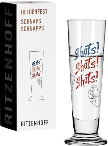 RITZENHOFF 1061016 Schnaps-Glas 40 ml - Serie Heldenfest, Motiv Nr. 16, Shotglas 4 cl rund, mehrfarbig - Made in Germany