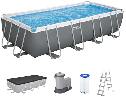 Bestway Steel Pro MAX Frame Pool Komplett-Set, 549 x 274 x 122 cm, 14.812 Liter, Robustes TriTech-Material, Filterpumpe 5.678 l/h, Sicherheitsleiter, Abdeckplane, Einfacher Aufbau, Korrosionsschutz