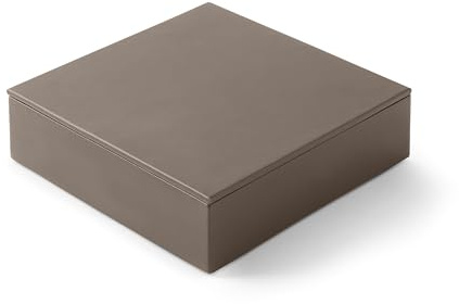 Eglooh - Minerva - Taschenleerer mit Deckel Leder Taupe Grau - Schreibtisch-Organizer, Ablagefach für Schlüssel, Schmuck, Pralinen - cm 16,5 x 16,5 - Made in Italy