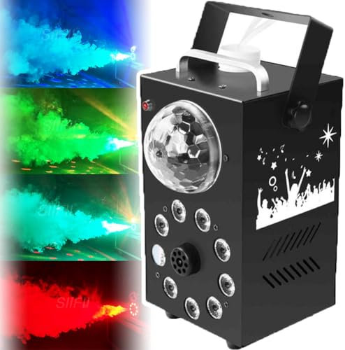 Machine à Brouillard/Machine à Fumée 700 W (Télécommande) + 9 Lumières LED, Machine à Brouillard Extérieure - Lumières à Boule, Pour Mariages, Fêtes, Effet De Scène