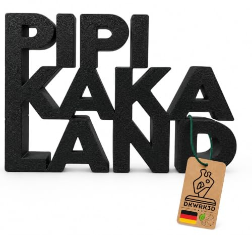 DKWRK3D Pipi Kaka Land Schild - Kunststoff Aufsteller Gästebad Deko - Toilette Bad Schriftzug - WC Schild Lustig - Toilettenschild Badezimmer - Gäste WC Bild - Witzige Pippikakka (Schwarz, S)