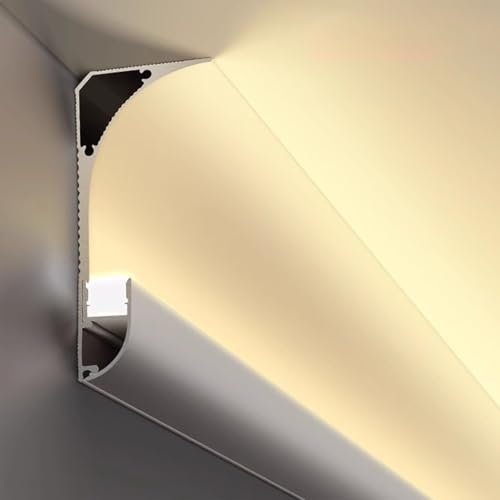 Corniche Plafond Plinthe en Aluminium sans Éclairage LED, Profil D'éclairage LED Mouluré pour Bande de 8 Mm, Canal Diffuseur D'éclairage Indirect 4 Pieds 6 Pieds 6,6 Pieds 8 Pieds 10 Pieds(2m(6.6ft))