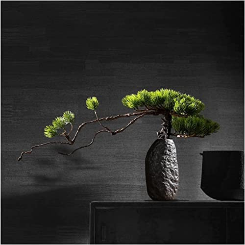 DONGGANSHI Kunstbaum, Kleiner Bonsai-Baum, japanischer Zeder-Bonsai, realistische Zen-Bonsai-Pflanzensimulation, Topfpflanze, grüne Desktop-Dekoration, Dekoration, Pflanzengeschenk (Farbe: Gr